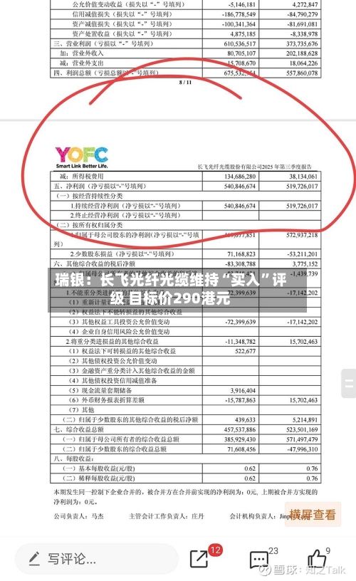 瑞银：长飞光纤光缆维持“买入”评级 目标价290港元-第2张图片
