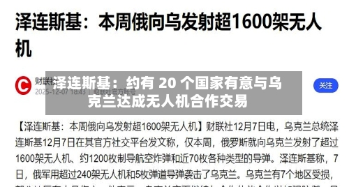 泽连斯基：约有 20 个国家有意与乌克兰达成无人机合作交易