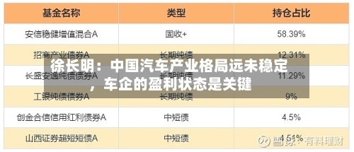 徐长明：中国汽车产业格局远未稳定	，车企的盈利状态是关键-第2张图片