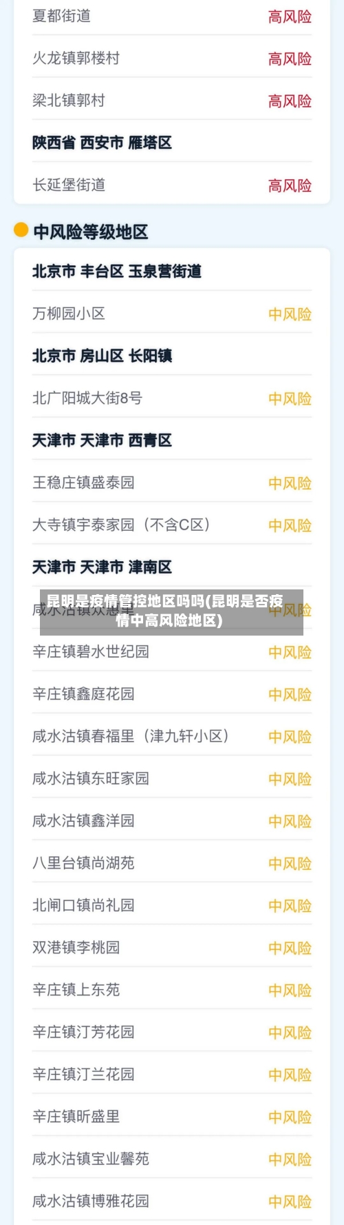 昆明是疫情管控地区吗吗(昆明是否疫情中高风险地区)