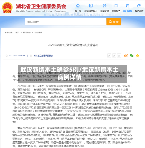 武汉新增本土确诊5例/武汉新增本土病例详情