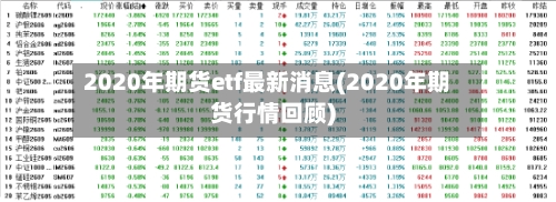 2020年期货etf最新消息(2020年期货行情回顾)